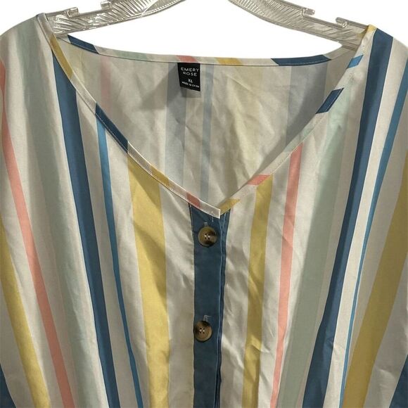 Emery Rose Women's Striped V-Neck Romper Multicolor XL Summer - Picture 5 of 14